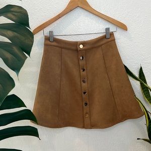 Tan Suede High Waist Mini Skirt